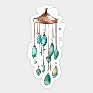 Aqua Wind Chime and Charms Sticker